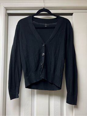 J. Crew Black V-Neck Button Front Cardigan